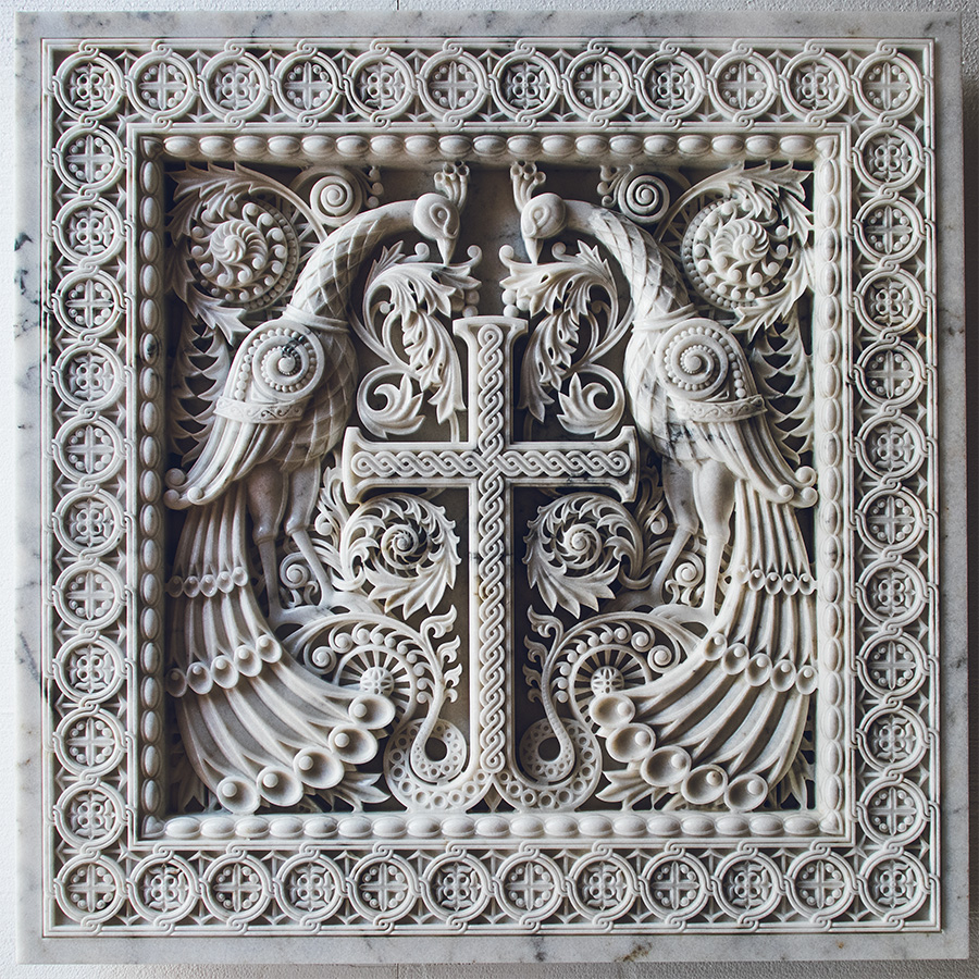 Neo-Byzantine Carved Marble Panels & Altar Elements