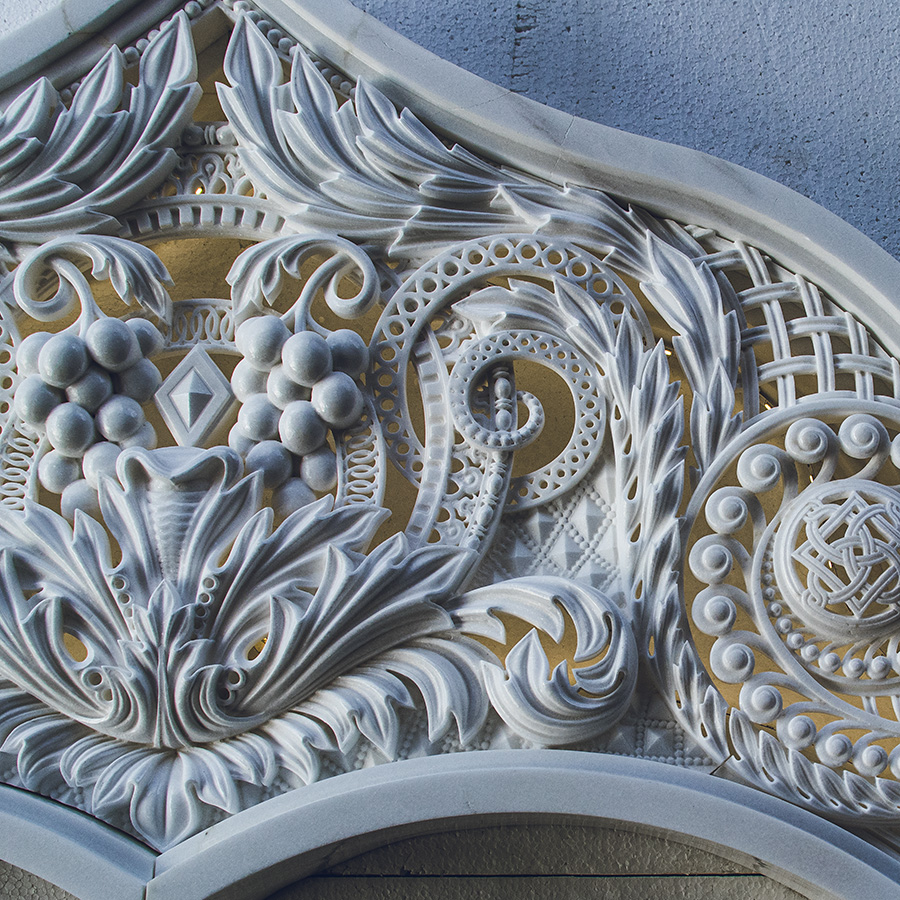 Translucent Stone Lace: Backlit Premium Thassos Marble Ornamental Panel